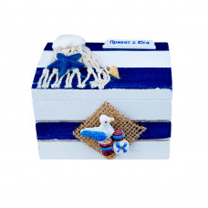 BX26-05 Шкатулка из МДФ 9х6х6 см белая с сеткой и декором,...